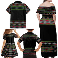 White and Red Christmas Wine Family Matching Off Shoulder Maxi Dress and Hawaiian Shirt with Festive Pattern and Holiday Cheer - Wonder Print Shop