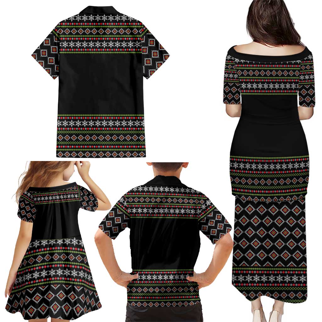 White and Red Christmas Wine Family Matching Puletasi and Hawaiian Shirt with Festive Pattern and Holiday Cheer - Wonder Print Shop