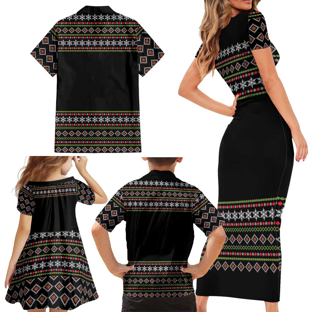White and Red Christmas Wine Family Matching Short Sleeve Bodycon Dress and Hawaiian Shirt with Festive Pattern and Holiday Cheer - Wonder Print Shop