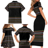 White and Red Christmas Wine Family Matching Short Sleeve Bodycon Dress and Hawaiian Shirt with Festive Pattern and Holiday Cheer - Wonder Print Shop