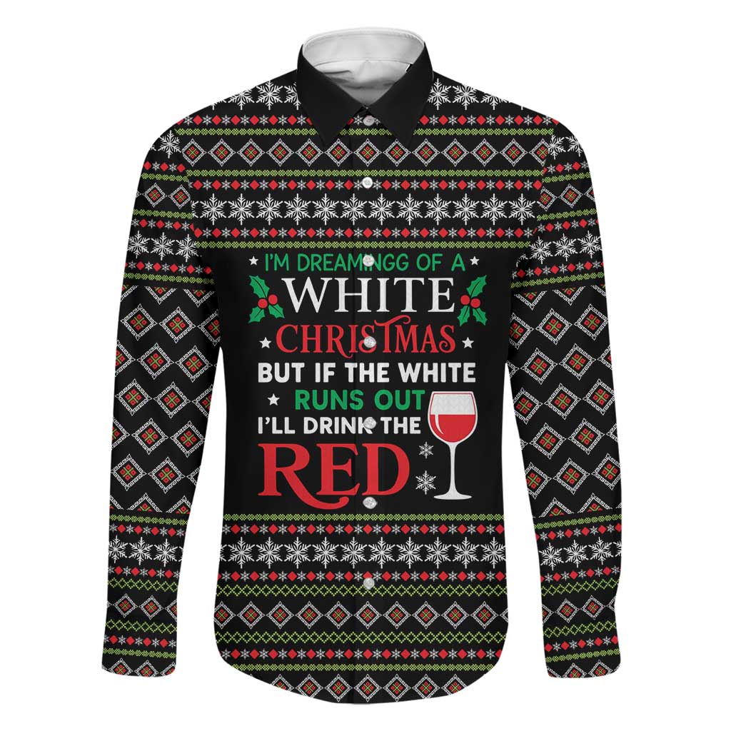 White and Red Christmas Wine Family Matching Summer Maxi Dress and Hawaiian Shirt with Festive Pattern and Holiday Cheer - Wonder Print Shop