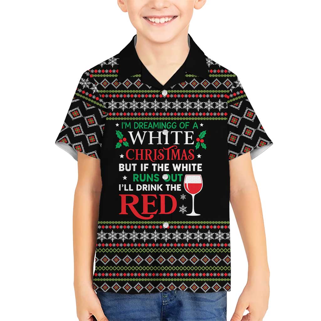 White and Red Christmas Wine Family Matching Summer Maxi Dress and Hawaiian Shirt with Festive Pattern and Holiday Cheer - Wonder Print Shop