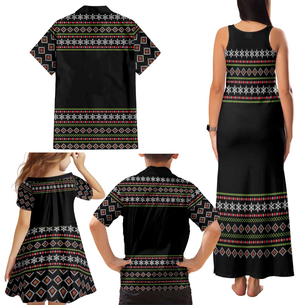 White and Red Christmas Wine Family Matching Tank Maxi Dress and Hawaiian Shirt with Festive Pattern and Holiday Cheer - Wonder Print Shop