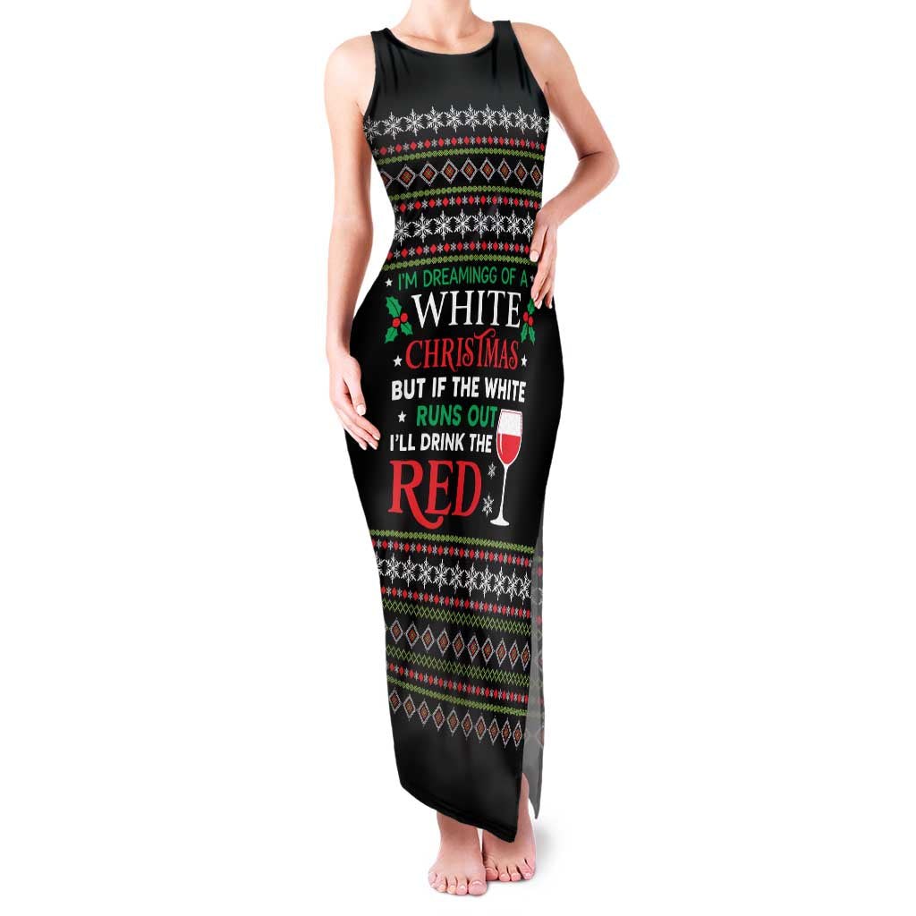 White and Red Christmas Wine Family Matching Tank Maxi Dress and Hawaiian Shirt with Festive Pattern and Holiday Cheer - Wonder Print Shop