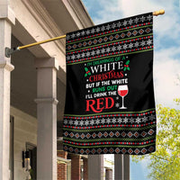 White and Red Christmas Wine Garden Flag with Festive Pattern and Holiday Cheer - Wonder Print Shop