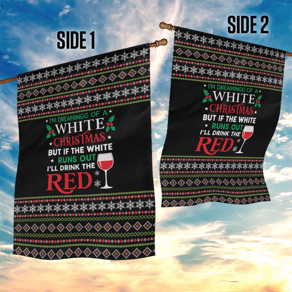 White and Red Christmas Wine Garden Flag with Festive Pattern and Holiday Cheer - Wonder Print Shop