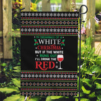 White and Red Christmas Wine Garden Flag with Festive Pattern and Holiday Cheer - Wonder Print Shop