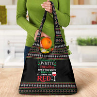 White and Red Christmas Wine Grocery Bag with Festive Pattern and Holiday Cheer - Wonder Print Shop