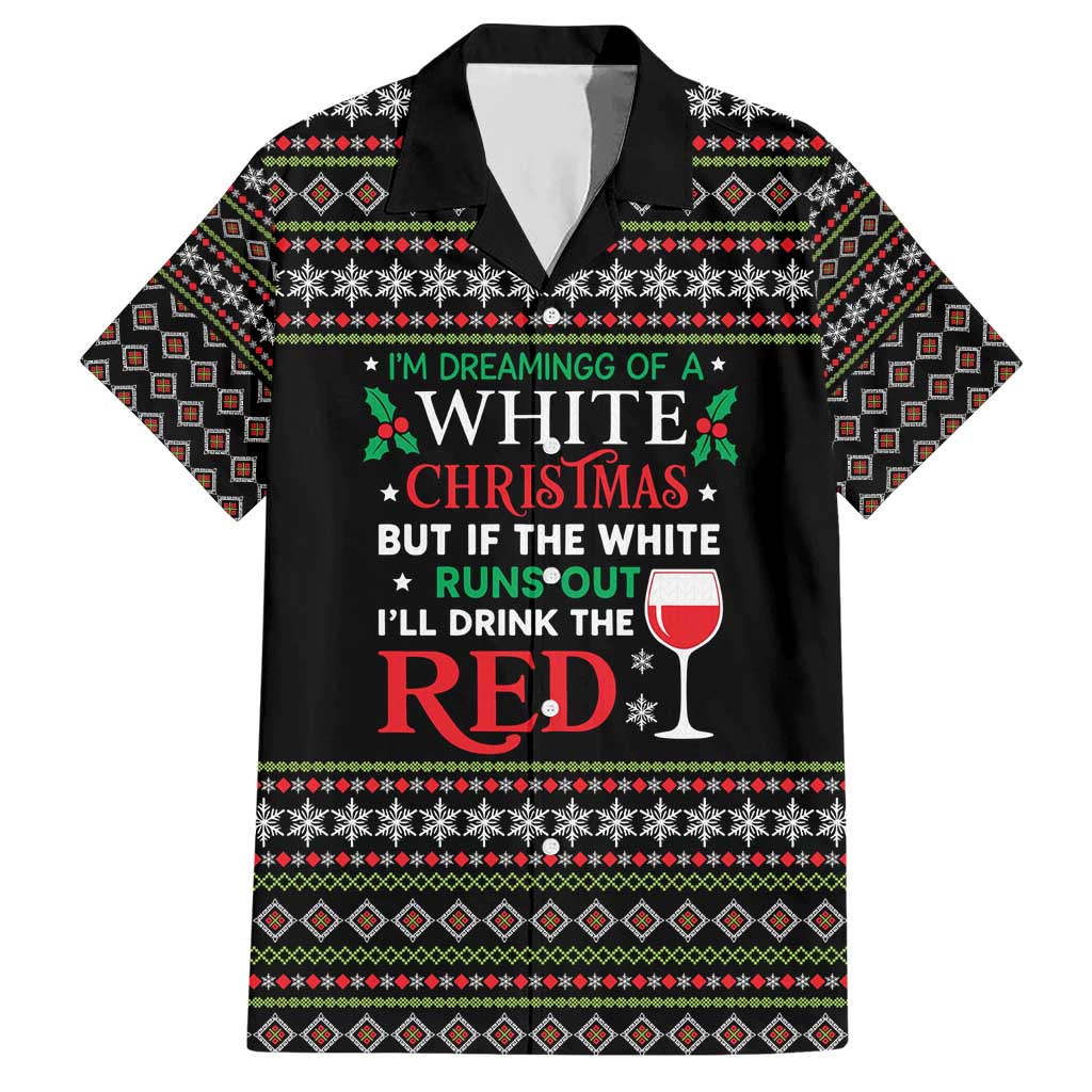 White and Red Christmas Wine Hawaiian Shirt with Festive Pattern and Holiday Cheer - Wonder Print Shop