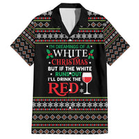White and Red Christmas Wine Hawaiian Shirt with Festive Pattern and Holiday Cheer - Wonder Print Shop