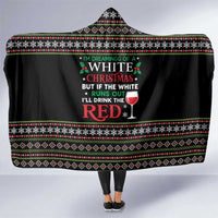 White and Red Christmas Wine Hooded Blanket with Festive Pattern and Holiday Cheer - Wonder Print Shop