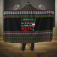 White and Red Christmas Wine Hooded Blanket with Festive Pattern and Holiday Cheer - Wonder Print Shop