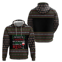 White and Red Christmas Wine Hoodie with Festive Pattern and Holiday Cheer - Wonder Print Shop