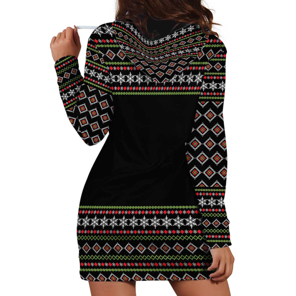 White and Red Christmas Wine Hoodie Dress with Festive Pattern and Holiday Cheer - Wonder Print Shop