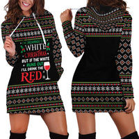 White and Red Christmas Wine Hoodie Dress with Festive Pattern and Holiday Cheer - Wonder Print Shop