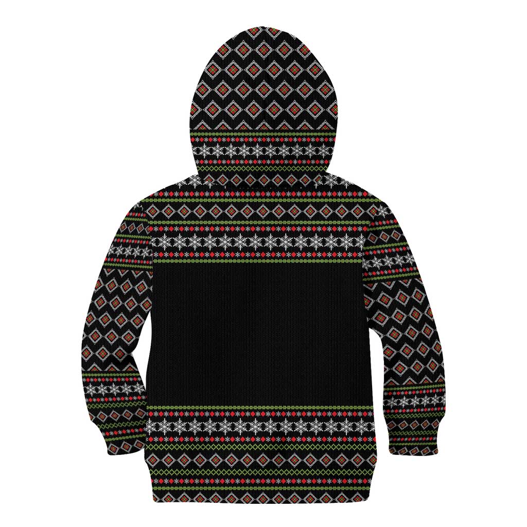 White and Red Christmas Wine Kid Hoodie with Festive Pattern and Holiday Cheer - Wonder Print Shop