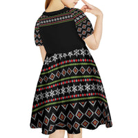 White and Red Christmas Wine Kid Short Sleeve Dress with Festive Pattern and Holiday Cheer - Wonder Print Shop