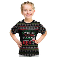 White and Red Christmas Wine Kid T Shirt with Festive Pattern and Holiday Cheer - Wonder Print Shop