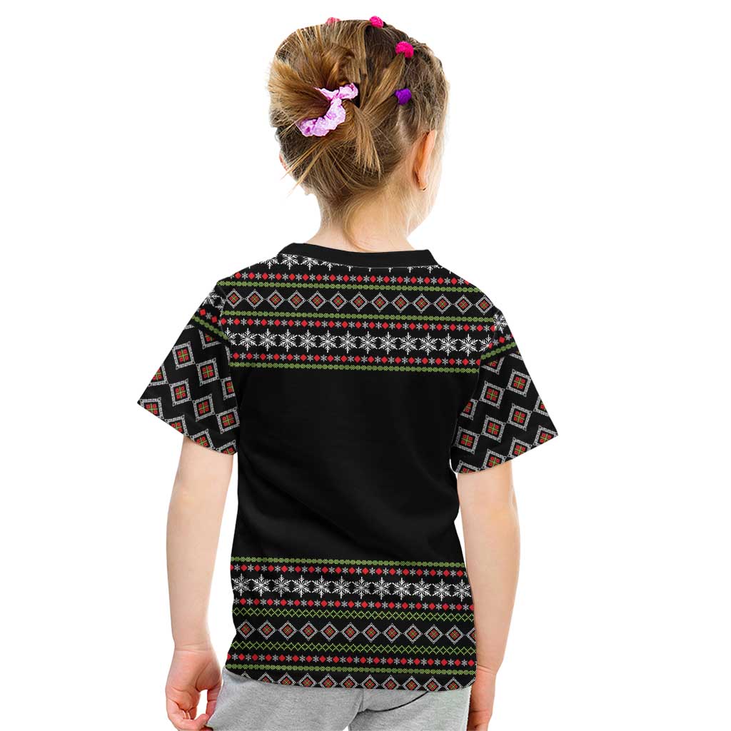 White and Red Christmas Wine Kid T Shirt with Festive Pattern and Holiday Cheer - Wonder Print Shop