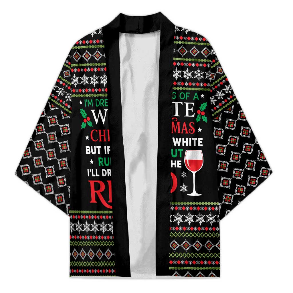 White and Red Christmas Wine Kimono with Festive Pattern and Holiday Cheer - Wonder Print Shop
