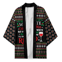 White and Red Christmas Wine Kimono with Festive Pattern and Holiday Cheer - Wonder Print Shop
