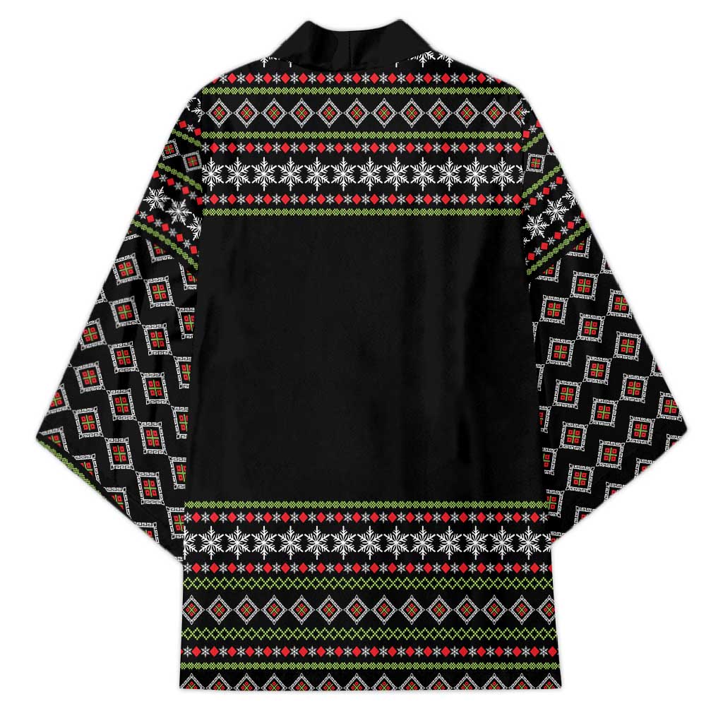 White and Red Christmas Wine Kimono with Festive Pattern and Holiday Cheer - Wonder Print Shop