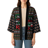 White and Red Christmas Wine Kimono with Festive Pattern and Holiday Cheer - Wonder Print Shop