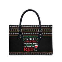 White and Red Christmas Wine Leather Bag with Festive Pattern and Holiday Cheer - Wonder Print Shop