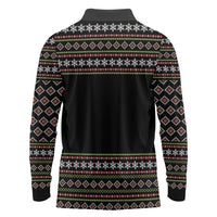 White and Red Christmas Wine Long Sleeve Polo Shirt with Festive Pattern and Holiday Cheer - Wonder Print Shop