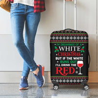 White and Red Christmas Wine Luggage Cover with Festive Pattern and Holiday Cheer - Wonder Print Shop