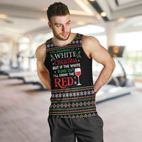White and Red Christmas Wine Men Tank Top with Festive Pattern and Holiday Cheer - Wonder Print Shop