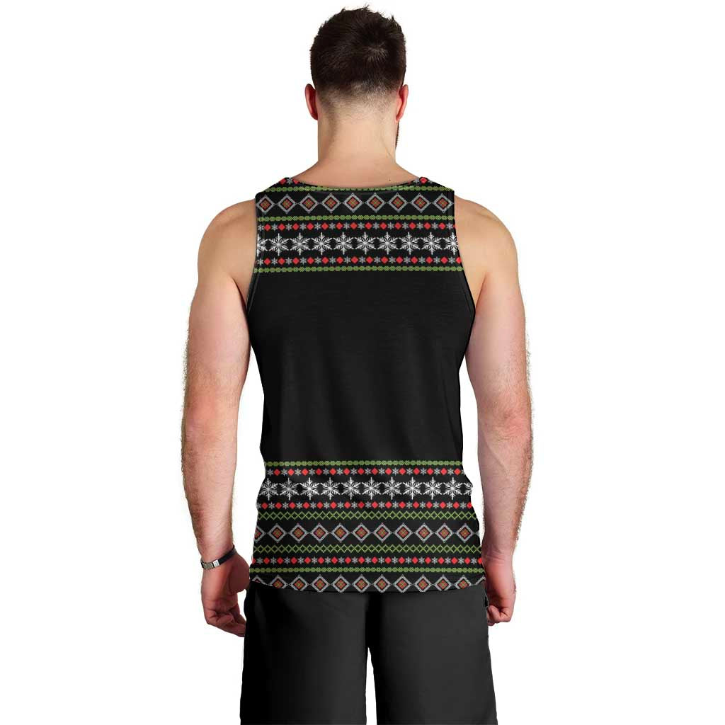 White and Red Christmas Wine Men Tank Top with Festive Pattern and Holiday Cheer - Wonder Print Shop
