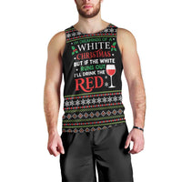 White and Red Christmas Wine Men Tank Top with Festive Pattern and Holiday Cheer - Wonder Print Shop