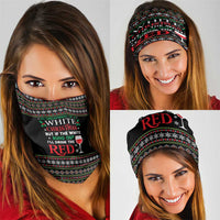 White and Red Christmas Wine Neck Gaiter with Festive Pattern and Holiday Cheer - Wonder Print Shop