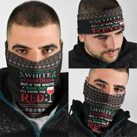 White and Red Christmas Wine Neck Gaiter with Festive Pattern and Holiday Cheer - Wonder Print Shop