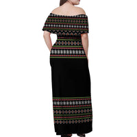 White and Red Christmas Wine Off Shoulder Maxi Dress with Festive Pattern and Holiday Cheer - Wonder Print Shop