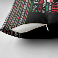 White and Red Christmas Wine Pillow Cover with Festive Pattern and Holiday Cheer - Wonder Print Shop