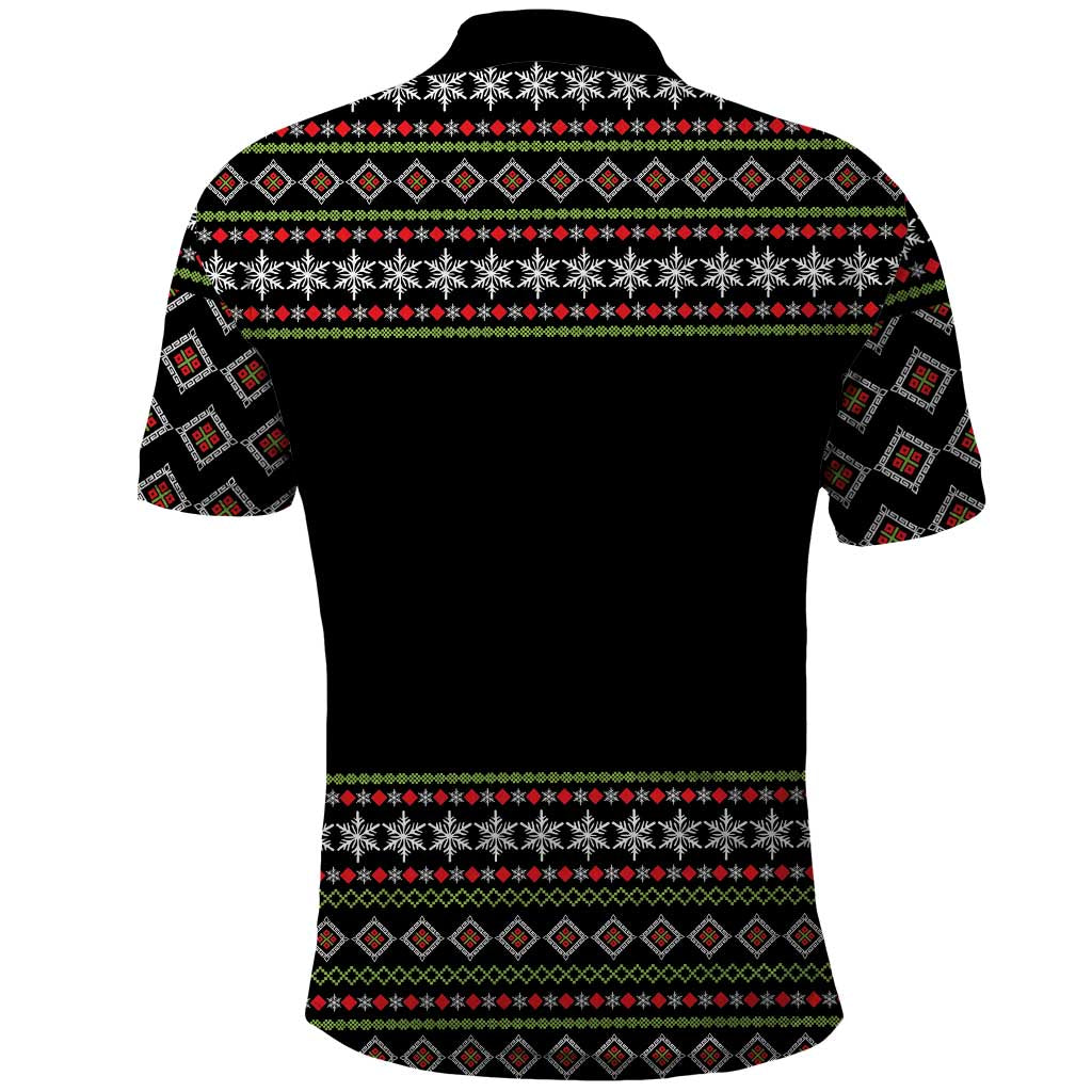 White and Red Christmas Wine Polo Shirt with Festive Pattern and Holiday Cheer - Wonder Print Shop