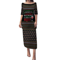 White and Red Christmas Wine Puletasi with Festive Pattern and Holiday Cheer - Wonder Print Shop