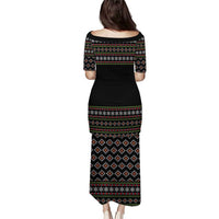 White and Red Christmas Wine Puletasi with Festive Pattern and Holiday Cheer - Wonder Print Shop