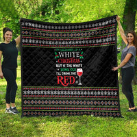 White and Red Christmas Wine Quilt with Festive Pattern and Holiday Cheer - Wonder Print Shop