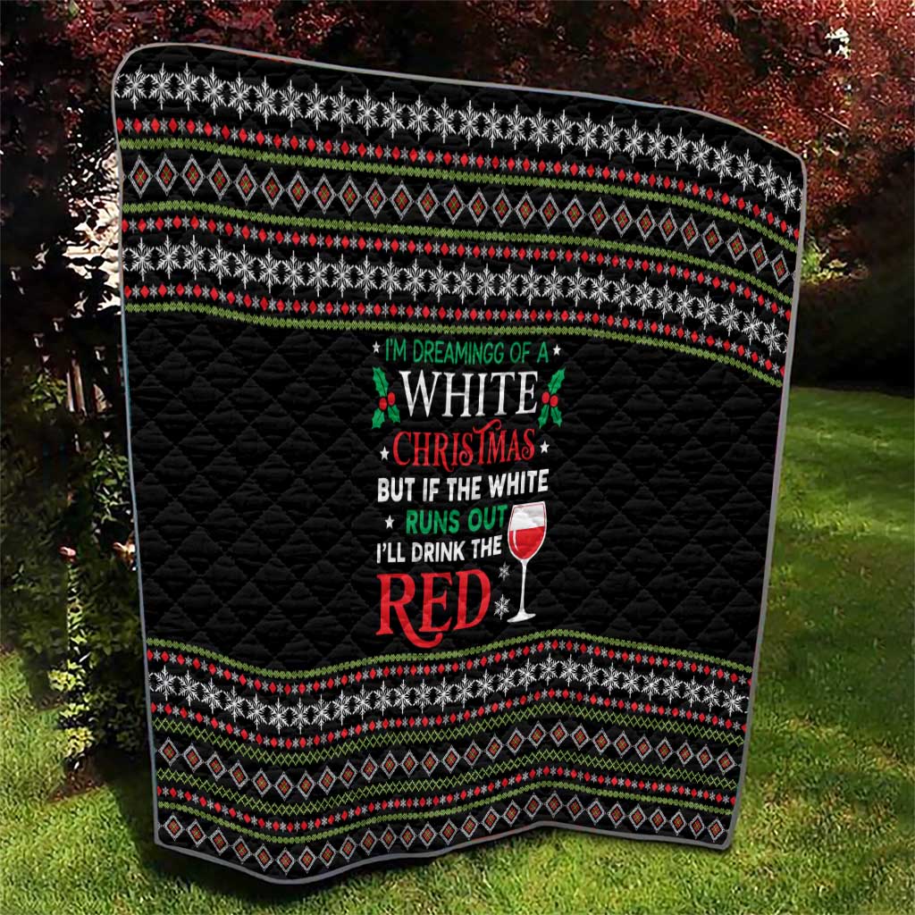 White and Red Christmas Wine Quilt with Festive Pattern and Holiday Cheer - Wonder Print Shop