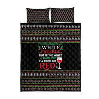 White and Red Christmas Wine Quilt Bed Set with Festive Pattern and Holiday Cheer - Wonder Print Shop