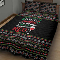 White and Red Christmas Wine Quilt Bed Set with Festive Pattern and Holiday Cheer - Wonder Print Shop