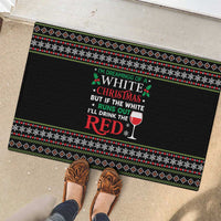 White and Red Christmas Wine Rubber Doormat with Festive Pattern and Holiday Cheer - Wonder Print Shop