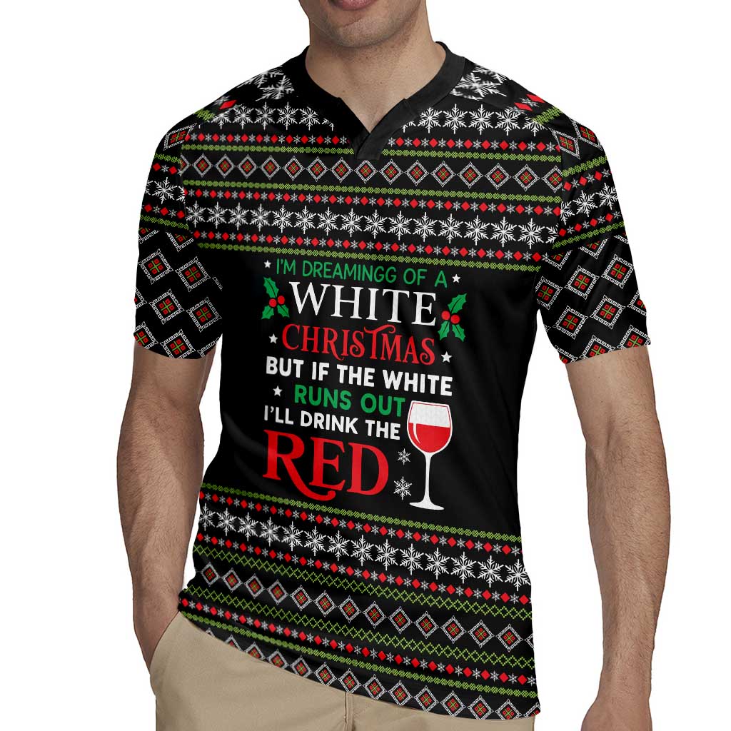 White and Red Christmas Wine Rugby Jersey with Festive Pattern and Holiday Cheer - Wonder Print Shop