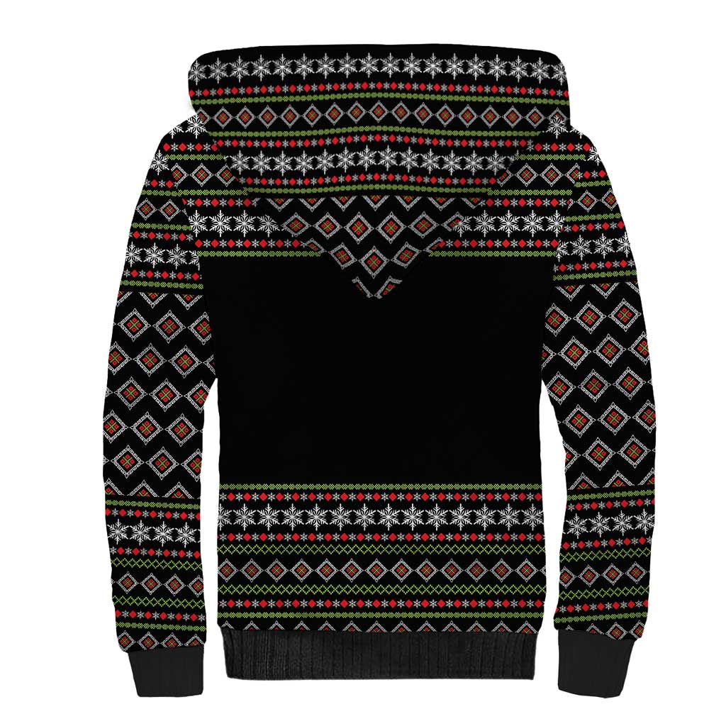 White and Red Christmas Wine Sherpa Hoodie with Festive Pattern and Holiday Cheer - Wonder Print Shop
