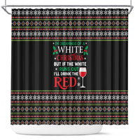 White and Red Christmas Wine Shower Curtain with Festive Pattern and Holiday Cheer - Wonder Print Shop