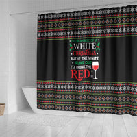 White and Red Christmas Wine Shower Curtain with Festive Pattern and Holiday Cheer - Wonder Print Shop