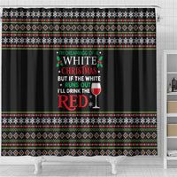 White and Red Christmas Wine Shower Curtain with Festive Pattern and Holiday Cheer - Wonder Print Shop
